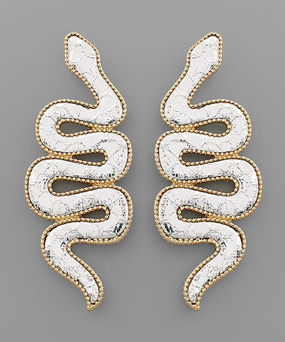 Metallic Leather Snake Earrings