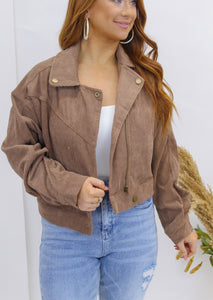 Oliver Corduroy Moto Jacket- Cocoa