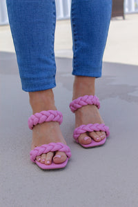 Erin Braided Open Toe Mule- Pink