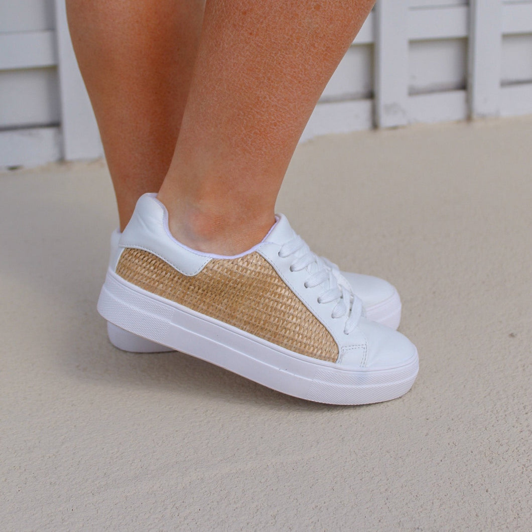 All Summer Long Sneakers- White/Raffia