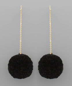 Pompom Chain Drop Earrings