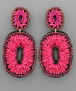 Bugle Bead Oval Earrings