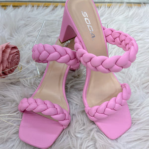 Erin Braided Open Toe Mule- Pink