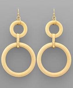 Color 2 Wood Circle Drop Earrings