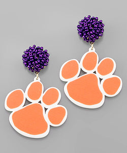 Acrylic Paw & Pompom Earrings