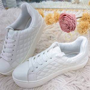 Gianna Quilted Platform Sneaker- White