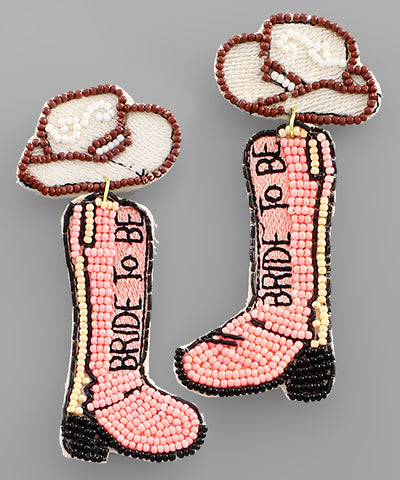 BRIDE TO BE Boots Earrings