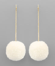 Load image into Gallery viewer, Pompom Chain Drop Earrings
