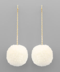 Pompom Chain Drop Earrings