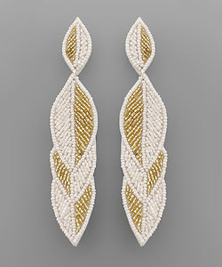 Overlapped Leaf Beaded Earrings