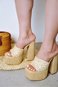 Raffia Espadrille Platform Heel