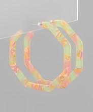 Load image into Gallery viewer, Octagon Acrylic Open Hoops
