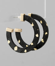 Load image into Gallery viewer, Gold Flake Wood Hoops
