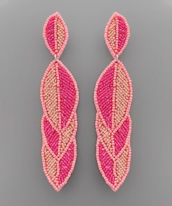 Overlapped Leaf Beaded Earrings