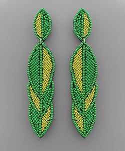 Overlapped Leaf Beaded Earrings