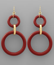 Load image into Gallery viewer, Color 2 Wood Circle Drop Earrings
