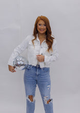 Load image into Gallery viewer, Marilyn Distressed Rhinestone Jacket- White
