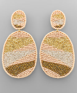 Geometric Pattern Oval Earrings