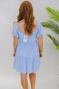 Make You Blush Mini Dress- Blue