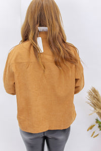 Cassie Corduroy Button Down Jacket- Camel