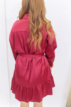 Load image into Gallery viewer, Raise A Glass Tiered Belt Dress- Burgundy
