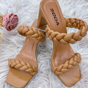 Erin Braided Open Toe Mule- Camel