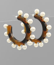 Load image into Gallery viewer, Largel Pearl Studed Acrylic Hoops
