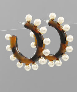 Largel Pearl Studed Acrylic Hoops