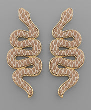 Load image into Gallery viewer, Metallic Leather Snake Earrings
