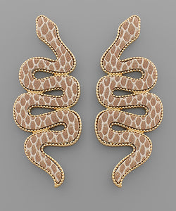 Metallic Leather Snake Earrings