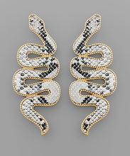 Load image into Gallery viewer, Metallic Leather Snake Earrings
