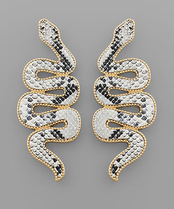 Metallic Leather Snake Earrings