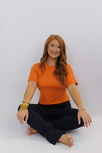 Load image into Gallery viewer, Gathered Back Short Sleeve Top- Orange
