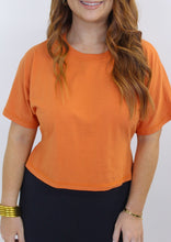 Load image into Gallery viewer, Gathered Back Short Sleeve Top- Orange
