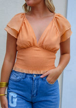 Load image into Gallery viewer, All Mine Ruffled Tie Crop Top- Orange
