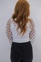 Load image into Gallery viewer, Dorthy Polka Dot Puff Sleeve Top- White
