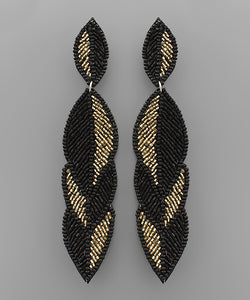 Overlapped Leaf Beaded Earrings