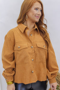 Cassie Corduroy Button Down Jacket- Camel