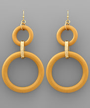 Load image into Gallery viewer, Color 2 Wood Circle Drop Earrings
