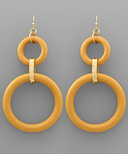 Color 2 Wood Circle Drop Earrings