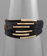 Load image into Gallery viewer, Cross Leather String &amp; Bar Bracelet
