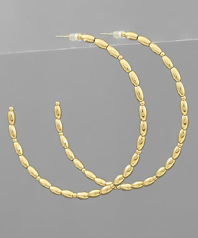 Rice Bead Metal Hoops