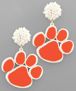 Acrylic Paw & Pompom Earrings