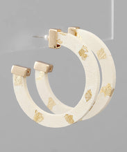 Load image into Gallery viewer, Gold Flake Wood Hoops
