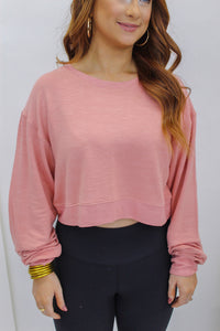 Soul Mate Cropped Sweatshirt- Rose