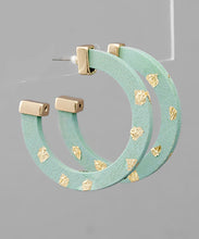 Load image into Gallery viewer, Gold Flake Wood Hoops
