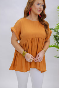 Leah Babydoll Top- Camel