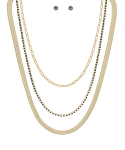 3 Layer Chain & Bead Necklace