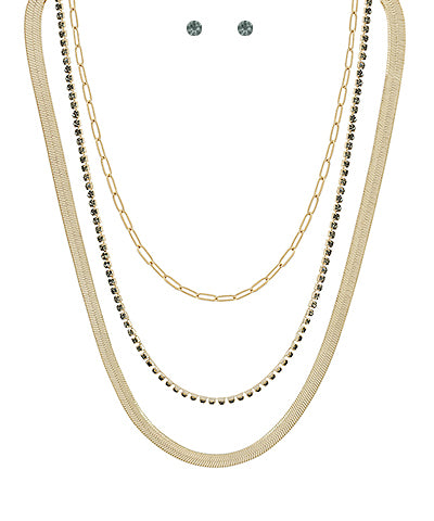 3 Layer Chain & Bead Necklace