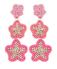 Load image into Gallery viewer, Seed Bead 3 Star Drop Earrings
